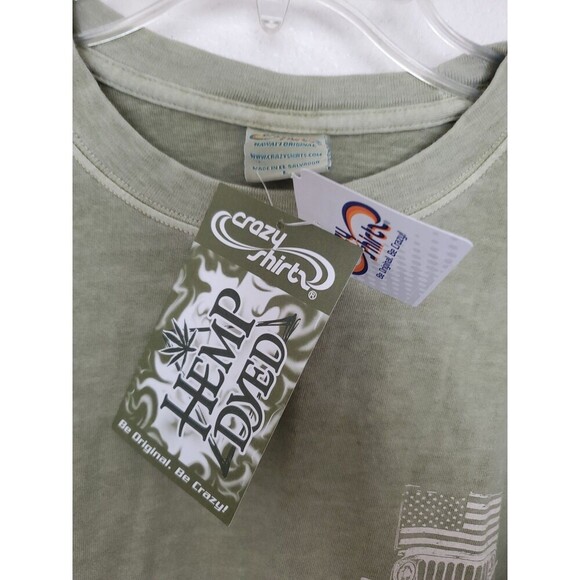 Crazy Shirts Hemp Dyed Jeep Shirt Long Sleeves Mens Sz L Green Front Back Print - Picture 7 of 16